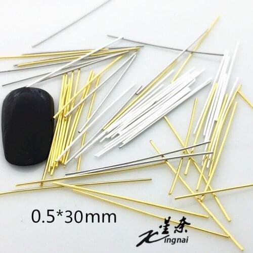 100pcs/bag New 3D Nail Art Decoration Alloy Nail Accessory Japan Punk Style Rivet 16mm Metal rods DIY Charm Nail Tools