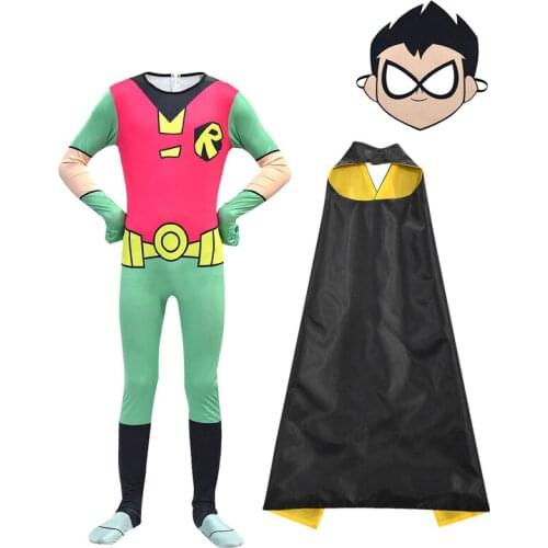 New Teen Titans Go Costume Cosplay Superhero Robin Cyborg Costume Children Full Sets Halloween Costume for Kids Carnival Suit