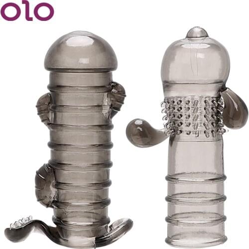 OLO Silicone Penis Sleeve Ring Reusable Condom Cock Rings Sex Toys for Men Penis Enlargement Clitoris Stimulator