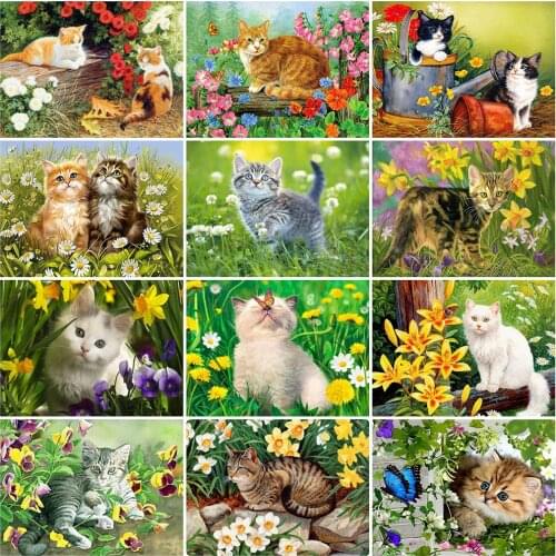 Full Square 5D Diy Diamond Painting Cat Cross Stitch Diamond Embroidery Animals Picture Rhinestones Art Mosaic Gifts Home Decor