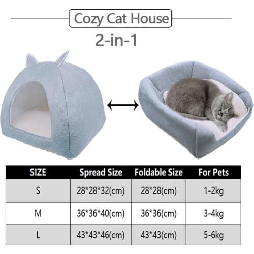 Dropshipping Pet Dog Bed Indoor Kitten House Warm Small for Dogs Nest Collapsible Dog Cave Sleeping Plush Mats Hand Wash