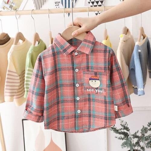 New Fashion Boys Shirt New Plaid Style Kids long sleeve Shirts Childrens Cotton Clothes Baby Boy Girls Short Sleeve Shirt Tops