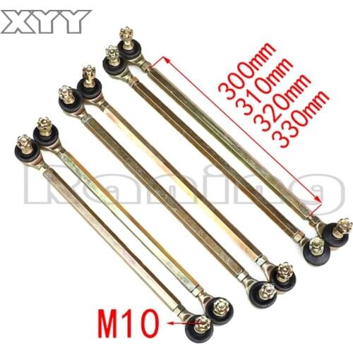 One pair 300mm-330mm M10 Steering Shaft Tie Rod with Tie Rod Ball Joint for 4 wheel kart modification ATV Quad 50cc-250cc M10