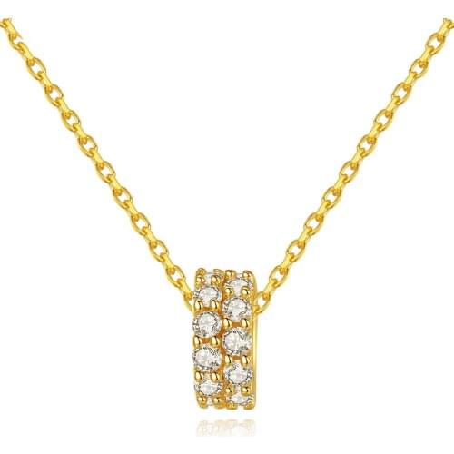 S925 Silver Double Row Full Zircon Lucky Pendant Necklace Clavicle Chain