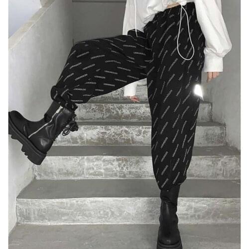 Korean Fashion Womens Harem Pants Spring/Autumn Harajuku Retro Street Gothic Girl Trousers Plush Preppy Casual Warm Sweatpants