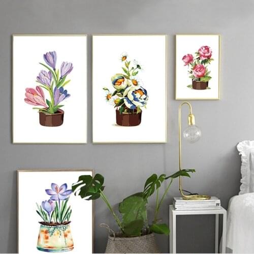 Modern Potted Flowers Art Canvas Painting for Living Room Decor Nordic Posters and Prints Wall Pictures