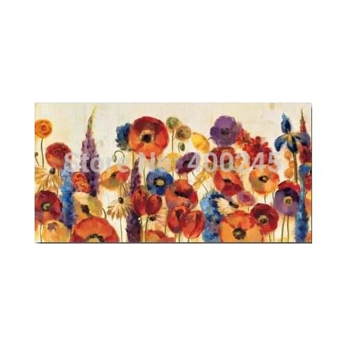 Contemporary oil paintings Abstract Flowers Joyful Garden by Silvia Vassileva decorative arts for living room 100% handmade