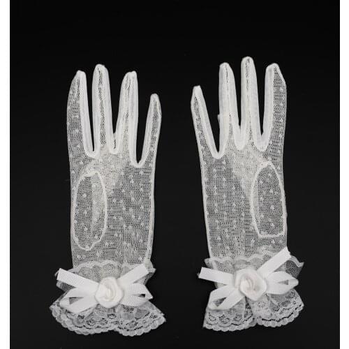 Patterned Wedding Glove Special Soft Texture Attractive Natural Pure Ruched Bridal Wedding