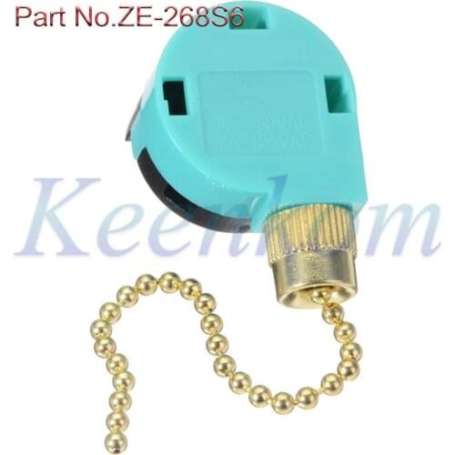 ZE-268S6 Pull Chain Switch For Zing Ear 3 Speed Pull Chain Control Ceiling Fan Replacement Speed Control Switch (Brass) New