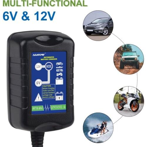 Car Battery Charger Intelligent Motorcycle Charging For AGM GEL WET VRLA Lead Acid Battery Charging 100-240V 6V 12V US EU Plug
