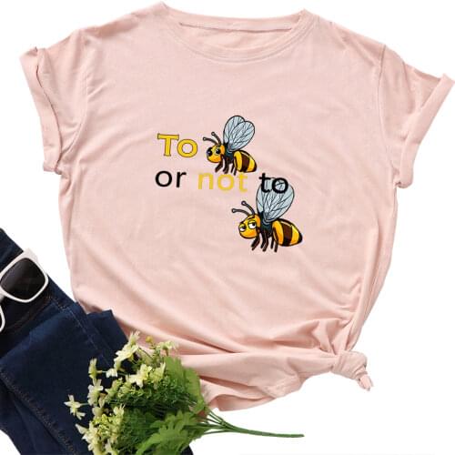 Women T-shirt Graphic Tees Cotton T Shirts Tops Streetwear Oversized Clothes Short Sleeve Bees Printed Funny Shirt