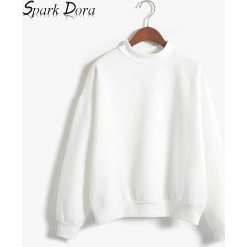 SparkDora hot INS Womens Hoodie Sweatshirt High Collar Long Sleeve Solid Color Top Casual Fashion Street Costume