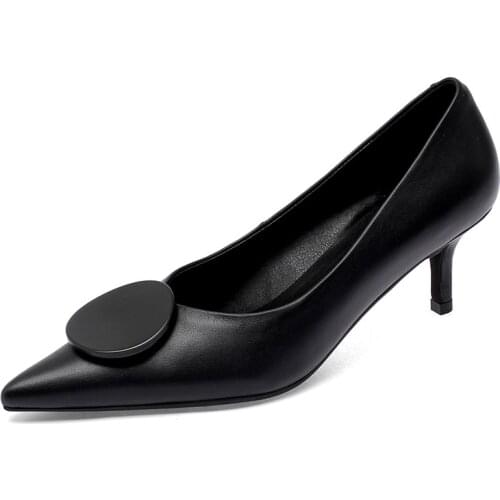 Autumn Plus Size Women Shoes Pumps Ladies Genuine Leather Slip on Pointed Toe High Heels Wedding Shoes Thin Heel Footwear