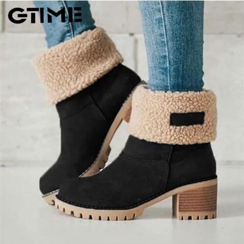 Women Winter Fur Warm Snow Boots Ladies Warm Wool Booties Ankle Boot Comfortable Shoes Plus Size Casual Women Mid#SJPAE-613