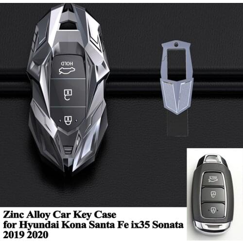 1pc Styling Car Key Case Cover Zinc Alloy Key Shell Protector Car Accessories for Hyundai Kona Santa Fe ix35 Sonata 2019 2020