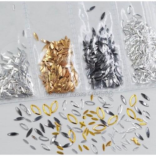 1 Pack Mix Gold Silver Black Rose Hollow Frame Solid Marquise Metal Studs Nail Art Slice Sequins Decorations DIY Salon 19