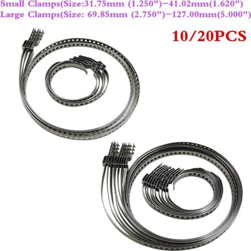 10/20Pcs Stainless Steel Adjustable AXLE CV Joint Boot Crimp Clamp Kit 31- 41mm 70- 125mm