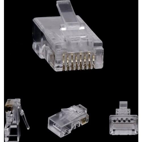 10Pcs RJ45 8-Pin Connector CAT6 Network Cable Modular Ethernet Crystal Plugs Drop ship