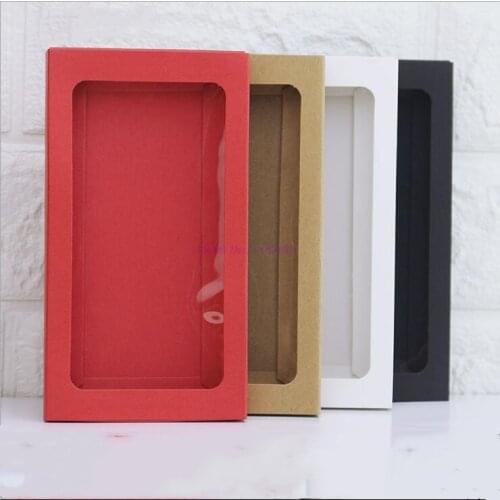 200pcs Kraft Cardboard Phone Case Packaging Box Gift Box Paper Drawer Box With Clear Window Party Wedding Cardboard Box