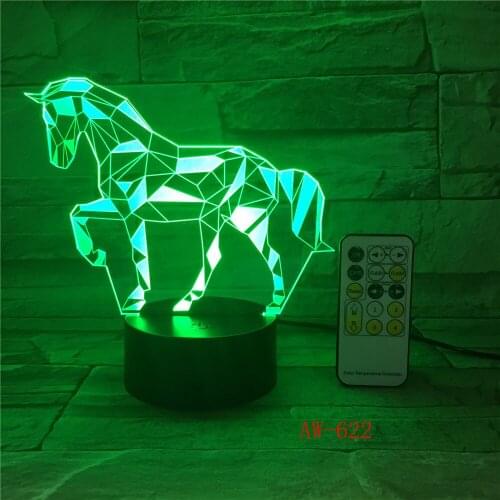 Horse 3d Night Light Colorful Touch Creative Gift 3d Light Office Light Birthday Gift for Baby Room Lights 7 Colors Dro AW-622