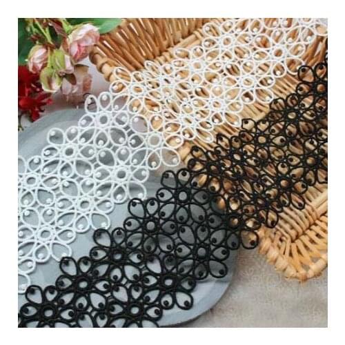 3Yds 9.5CM Wide New White Black Water Soluble Embroidered Lace Trims Neckline Collar Ribbon Dress DIY Sewing Accessories AC241