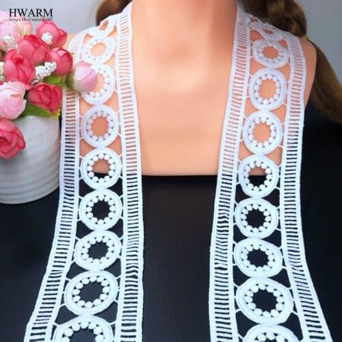 5yard/lot 6.3cm white african lace fabric ribbon DIY circular wedding clothing trim sewing accessories hollow water-soluble lace