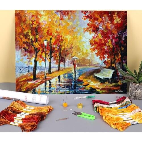 White Umbrella Pre-Printed 11CT Cross Stitch DIY Embroidery Complete Kit DMC Threads Handmade Handiwork Hobby Craft Different