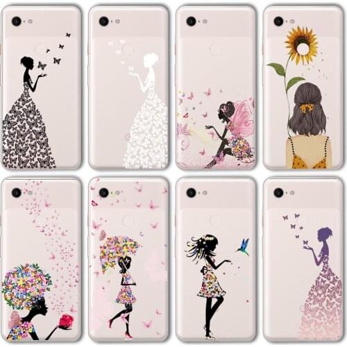Ciciber Funda Case for Google Pixel 5 4 3 2 XL Luxury Fashion Vogue Girl Flower Cute Soft Silicone for Google Pixel 4a 3a XL TPU