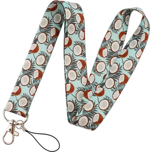 ER070 Coconut Summer Style Creative Lanyard Badge ID Lanyards Mobile Phone Rope Key Lanyard Neck Straps Accessories