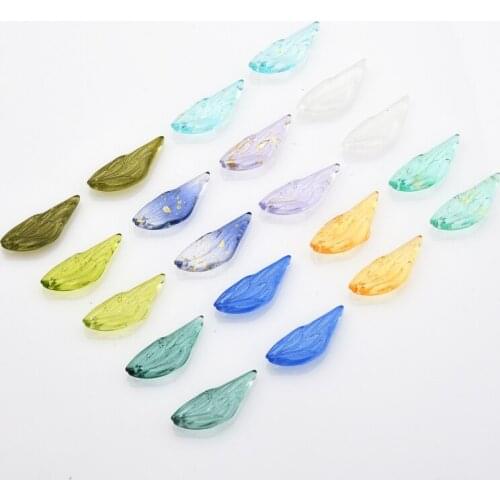 12X30MM Crystal Hibiscus Leaf Shape Beads 20Pcs Pendant Glass Beads For Bracelets DIY Crafts Popular Charm Handmade Xmas Jewelry