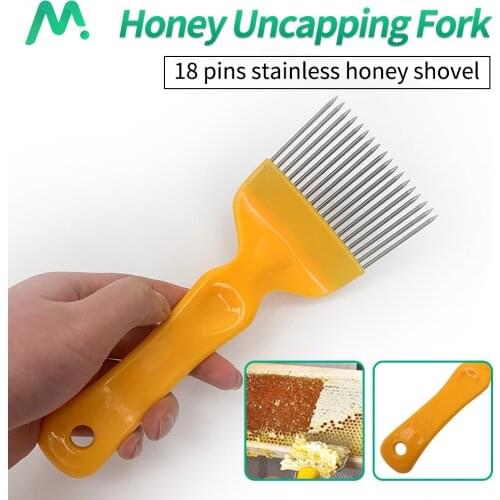 Beekeeping Tools 18 Pin Straight Needles Uncapping Forks With Handle Stainless Steel Honey Sparse Rake Shovel Comb Beekeeper Use