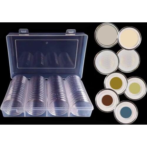 60PCS Coin Capsules With 60 Protect Gasket And 1 Plastic Storage Box For Coin Collection For 19/20.5/22.25/25/27/30/39/41mm Coin