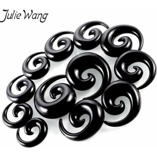 Julie Wang 36 PCS Black Ear Piercing Acrylic Ear Expander Stretching Plugs Gauges Taper Tunnel Stretcher Kits Body Jewelry Tools