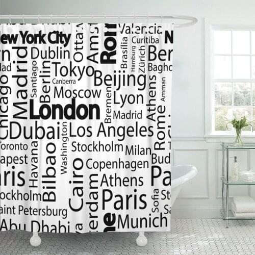 City Cities of The World Names Paris Pattern Trip Shower Curtains Waterproof Polyester Fabric 60 x 72 inches with Hooks