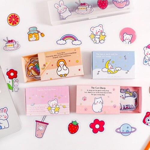 Cute cartoon boxed sticker Korean Kawaii fresh and lovely hand account diary DIY decorative sticker cute stationery stickers