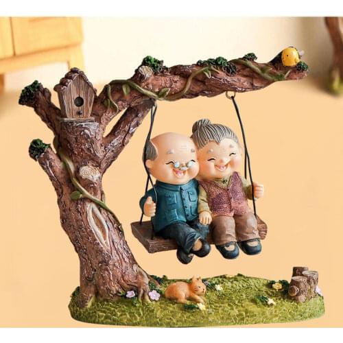 Lovely Grandparents Ornament Modern Home Decoration Creative Sweety Lovers Couple Ornaments for Office Living Room Table Gift
