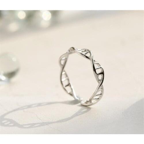 Minimalist Women Rings for Woman Adjustable DNA Chemistry Molecule Rings Double Helix Ring Couple Bride Wedding Jewelry