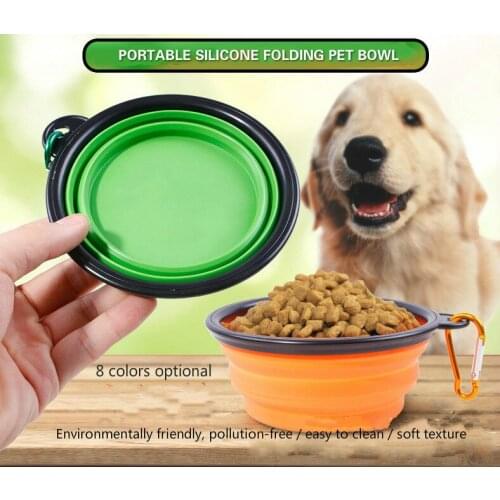 Pet bowl Portable outdoor pet folding bowl dog silicone food eco-friendly cat and utility