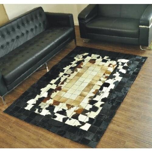 Fashionable art carpet 100% natural genuine cowhide leather carpet printing
