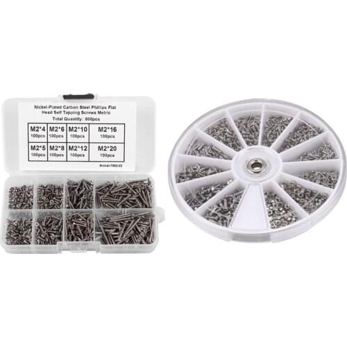 1000Pcs Stainless Steel Screws Set for PC Glasses Mobile Phone & 800Pcs Self Tapping Screw Assortment Kit M2