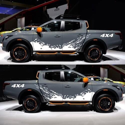 4PCS Car Stickers 4X4 Off Road(40*10cm)+Mountain Graphic Decal(190*50cm) Sticker for Car Truck Exterior Accessories White