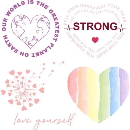 Rainbow Love Heat Transfer PVC Patch Washable DIY Appliques Stickers on fabric Cheap Garment Accessories