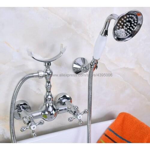 Wall Mounted Bathroom Faucet With Hand Held Shower Head Bathroom Shower Faucet Set Mixer Tap Bna253