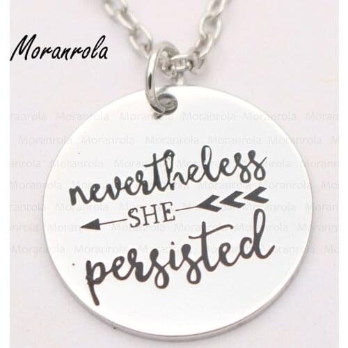 New arried "Nevertheless She Persisted "Copper necklace &Keychain,charm Hand Stamped jewelry Graduation Gift Inspirational charm
