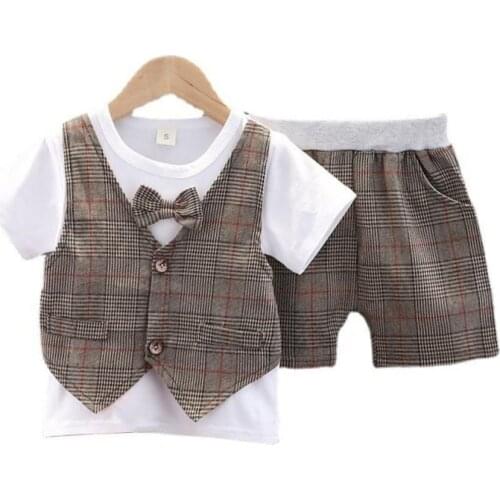 New Summer Baby Boys Clothes Suit Children Plaid T-Shirt Shorts 2Pcs/Sets Toddler Casual Costume Infant Outfits Kids Tracksuits