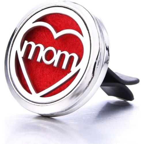 Charm Mom Heart Car Clip Aromatherapy Essential Oil Diffuser Car Air Outlet Freshener Stainless Steel Exquisite Perfume Locket