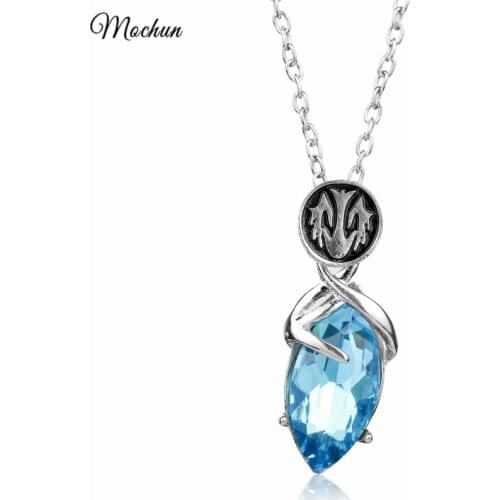 MQCHUN 2017 Hot Online Game Jewelry Final Fantasy YUNA Necklace Blue Crystal Pendants Statement Necklace For Women Fashion Gifts