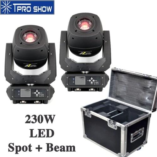 2pcs Moving Head 230W LED Lyre Beam Spot Wash Stage Lighting Effect Zoom Prism Flycase Packing DJ Lights For Mobile DJ Wedding