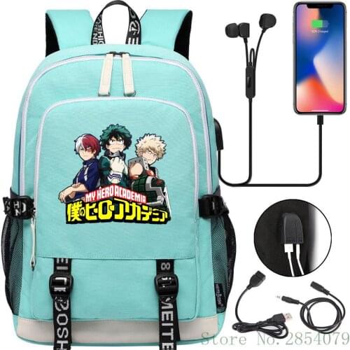 Anime My Hero Academia Deku USB Laptop Backpack Fashion Men Women Outdoor Travel Shoulder Bags Student Schoolbag Bookbag