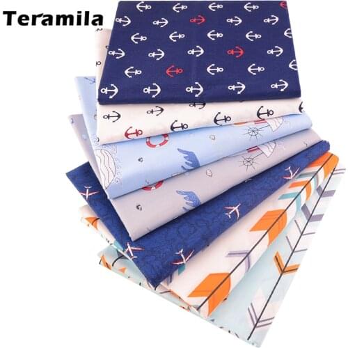 Dark Blue Sea Anchor Cotton Fabric Patchwork Quilting Sewing Cloth Crafts Bedding Decoration Teramila Fabrics Home Textile